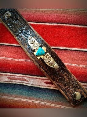 Thunderbird leather bracelet, up to 7” wrist